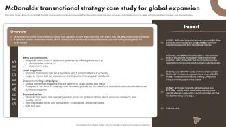 Mcdonalds Transnational Strategy Developing A Transnational Strategy To Increase Global Reach