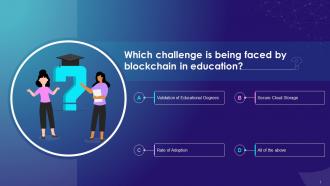 MCQ On Blockchain Challenges In Education Industry Training Ppt