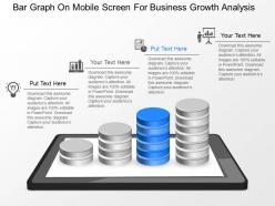 Md bar graph on mobile screen for business growth analysis powerpoint temptate