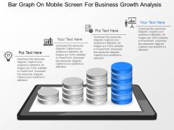 Md bar graph on mobile screen for business growth analysis powerpoint temptate