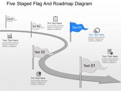 Md five staged flag and roadmap diagram powerpoint template