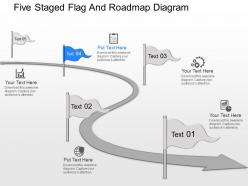 Md five staged flag and roadmap diagram powerpoint template