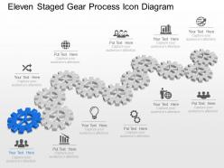 Me eleven staged gear process icon diagram powerpoint template slide