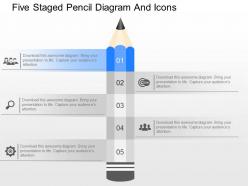 Me five staged pencil diagram and icons powerpoint template