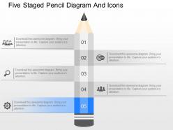 Me five staged pencil diagram and icons powerpoint template