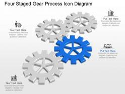 Me four staged gear process icon diagram powerpoint template slide