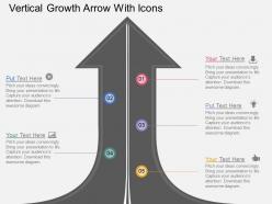 Me vertical growth arrow with icons flat powerpoint design