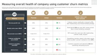 Measuring Overall Health Of Company Effective Churn Management Strategies For B2B