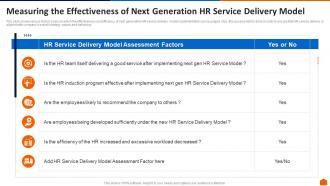 Measuring the effectiveness of next generation hr service delivery model ppt outline file