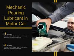 Mechanic Pouring Lubricant In Motor Car