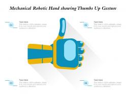 Mechanical robotic hand showing thumbs up gesture