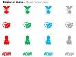 Medal sports read school bus ppt icons graphics
