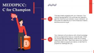 MEDDPICC Selling C For Champion Training Ppt
