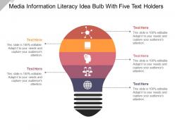 Media information literacy idea bulb with five text holders