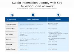 Media information literacy with key questions and answers