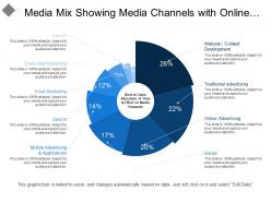 Media mix showing media channels with online and traditional advertising