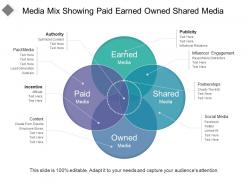 Media mix showing paid earned owned shared media