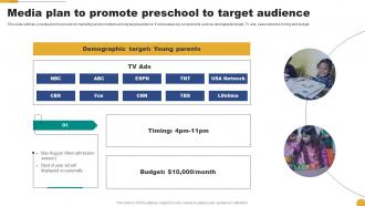 Media Plan To Promote Preschool To Target Audience Kids School Promotion Plan Strategy SS V