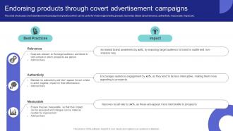 Media Planning Strategy Endorsing Products Through Covert Advertisement Campaigns Strategy SS V