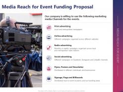 Media reach for event funding proposal ppt powerpoint presentation ideas portrait