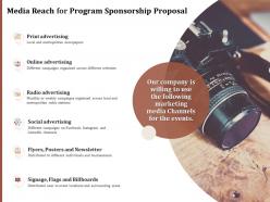 Media reach for program sponsorship proposal ppt powerpoint presentation outline icons