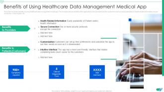 Medical App Pitch Deck Benefits Of Using Healthcare Data Management