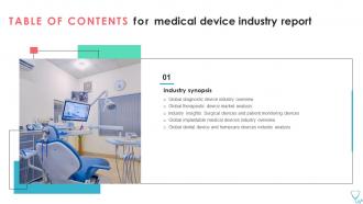 Medical Device Industry Report For Table Of Content IR SS Medical Device Industry Report IR SS