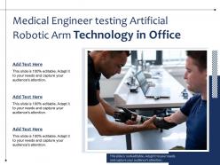 Medical Engineer Testing Artificial Robotic Arm Technology In Office