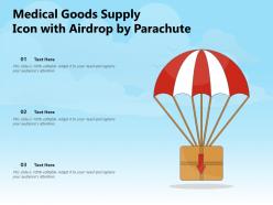 Medical goods supply icon with airdrop by parachute