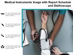 Medical instruments image with report schedule and stethoscope