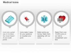 Medical news symbol syringe ecg report ppt icons graphics