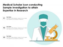 Medical scholar icon conducting sample investigation to attain expertise in research