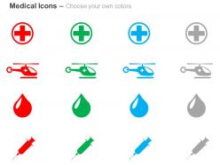 Medical sign chopper blood drop syringe ppt icons graphics