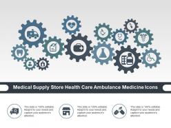 Medical supply store health care ambulance medicine icons