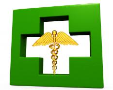 Medical symbol inside the green square displaying medical theme stock photo