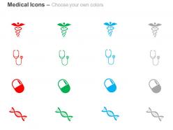 Medical symbol stethoscope pill dna design ppt icons graphics