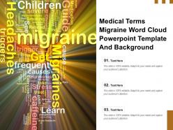 Medical terms migraine word cloud powerpoint template and background