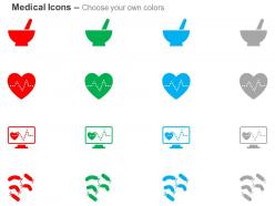 Medicine maker heart health ecg record bacteria ppt icons graphics