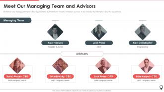 Meet Our Managing Team And Advisors Positioning And Navigation Services App Pitch Deck