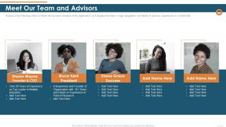 Meet our team and advisors organization staffing industries investor funding ppt rules