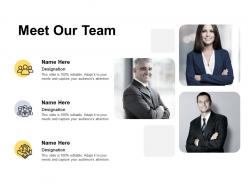 Meet our team communication introduction c110 ppt powerpoint presentation infographics aids