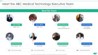 Meet The Abc Medical Technology Executive Team Medical App Pitch Deck