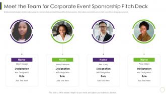 Meet the team for corporate event sponsorship pitch deck