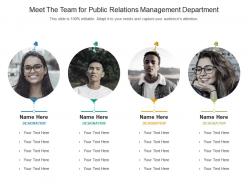 Meet the team for public relations management department infographic template
