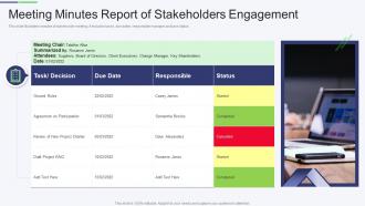 Meeting Minutes Report Of Stakeholders Engagement