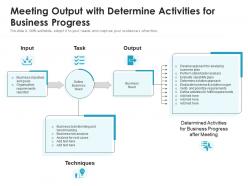 Meeting Output With Determine Activities For Business Progress