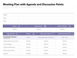 Meeting plan with agenda and discussion points