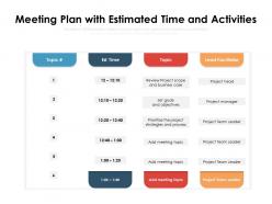 Meeting Plan With Estimated Time And Activities