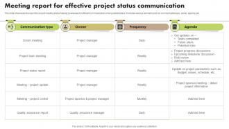 Meeting Report For Effective Project Status Communication