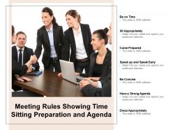 Meeting rules showing time sitting preparation and agenda